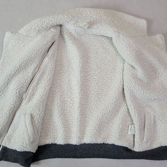 Abercrombie & Fitch Gray Moto Jacket Coat Womens Small Bomber Fleece - Picture 7 of 13